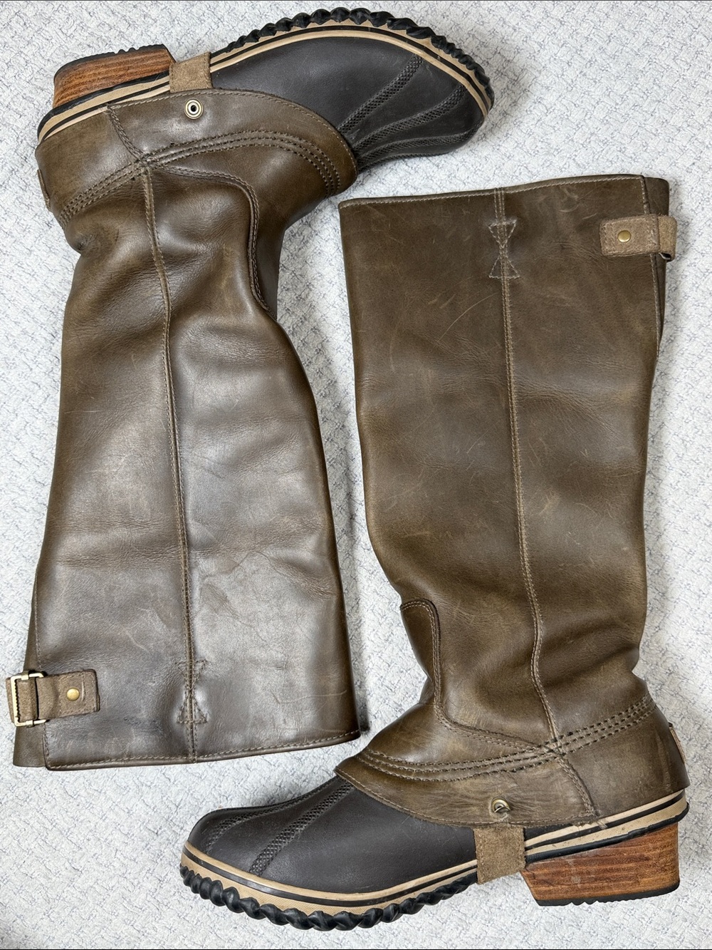 Sorel OG Women's Slimpack Tall Pull-on Boots Green/Olive Leather Size 11